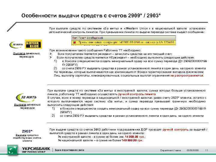  Особенности выдачи средств с счетов 2909* / 2903*     При
