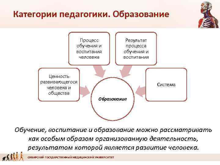 Категории педагогики. Образование    Процесс  Результат    обучения и