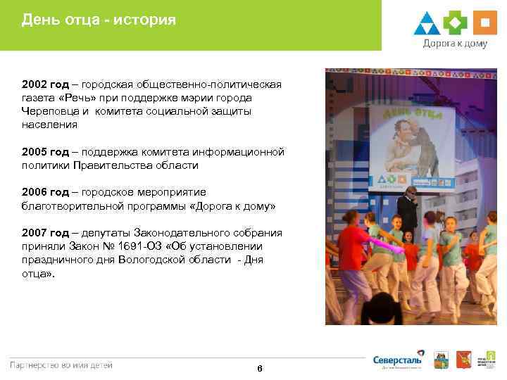 День отца - история  2002 год – городская общественно-политическая газета «Речь» при поддержке