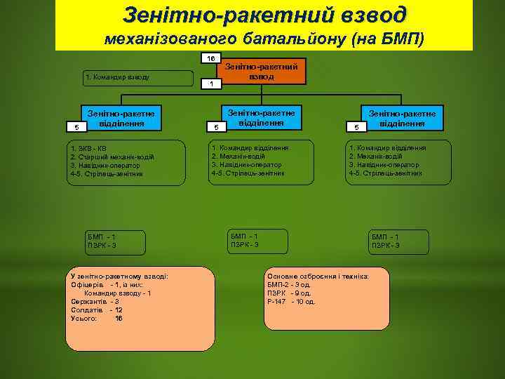     Зенітно-ракетний взвод  механізованого батальйону (на БМП)   