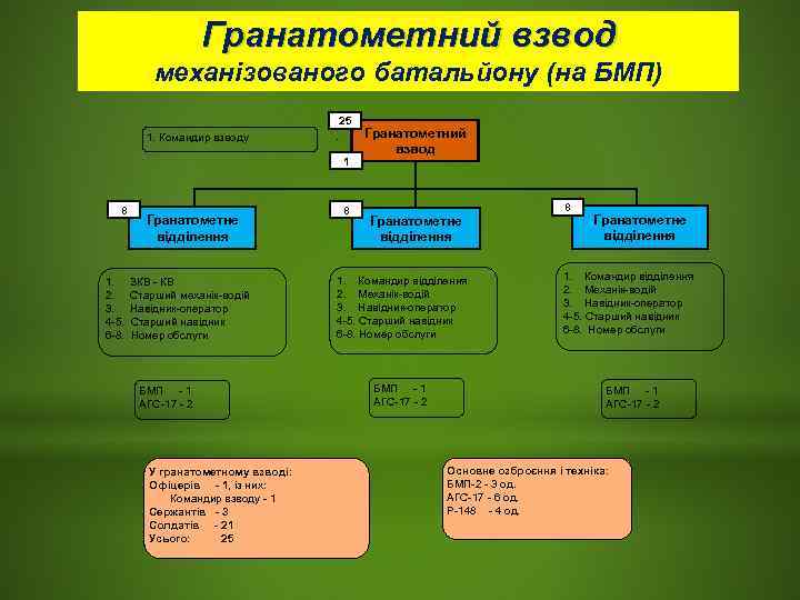      Гранатометний взвод  механізованого батальйону (на БМП)  