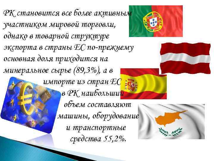 РК становится все более активным участником мировой торговли, однако в товарной структуре экспорта в РК становится все более активным участником мировой торговли, однако в товарной структуре экспорта в