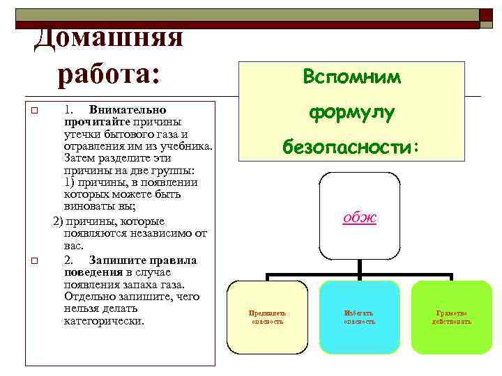 Домашняя работа:    Вспомним o  1. Внимательно   прочитайте причины