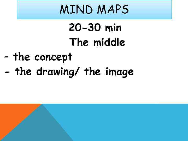    MIND MAPS   20 -30 min   The middle