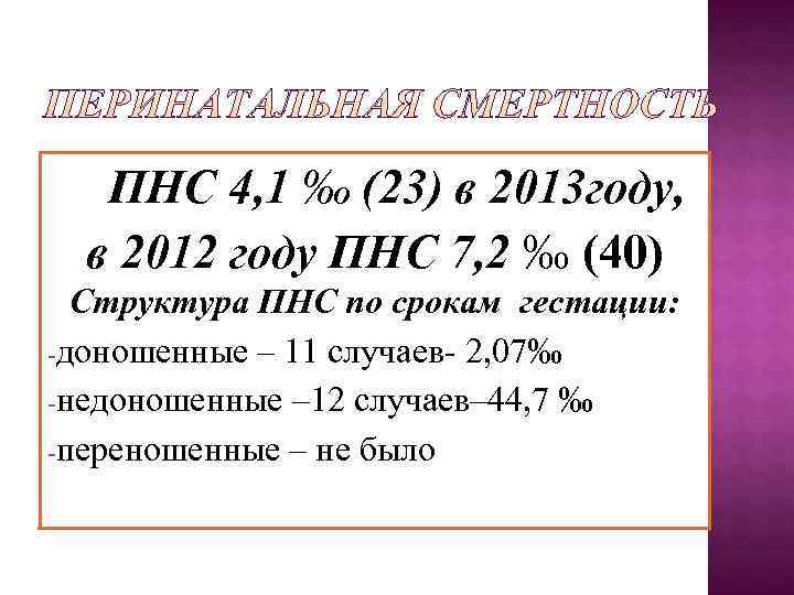   ПНС 4, 1 ‰ (23) в 2013 году,  в 2012 году