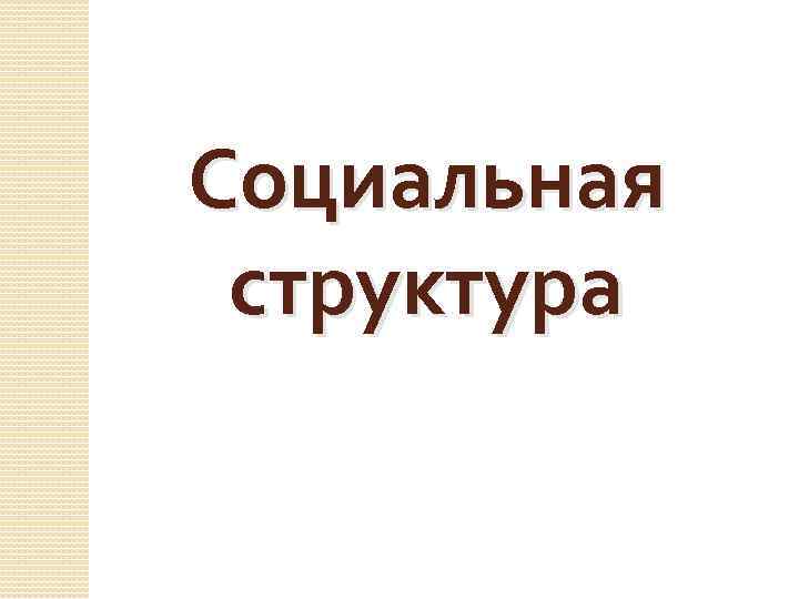 Социальная  структура 