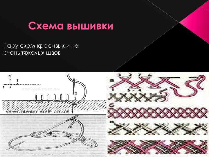   Схема вышивки Пару схем красивых и не очень тяжелых швов 