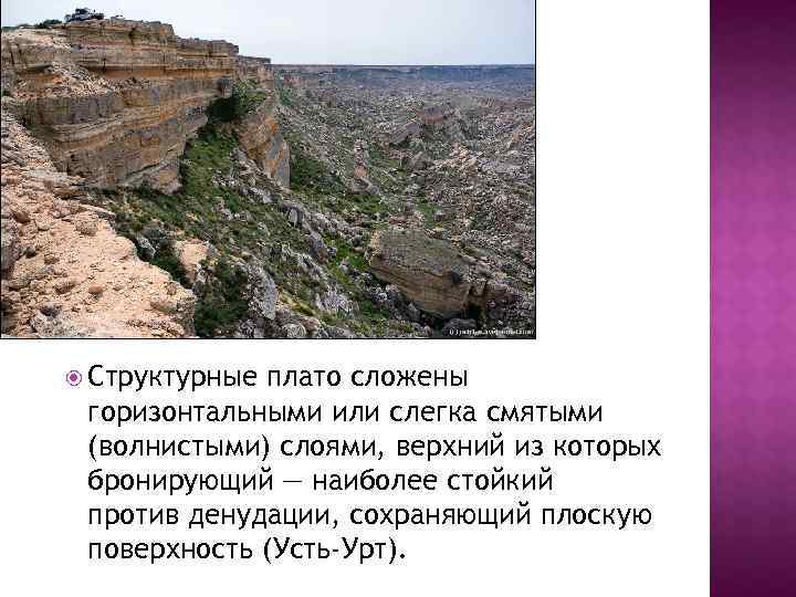  Структурныеплато сложены горизонтальными или слегка смятыми (волнистыми) слоями, верхний из которых бронирующий —