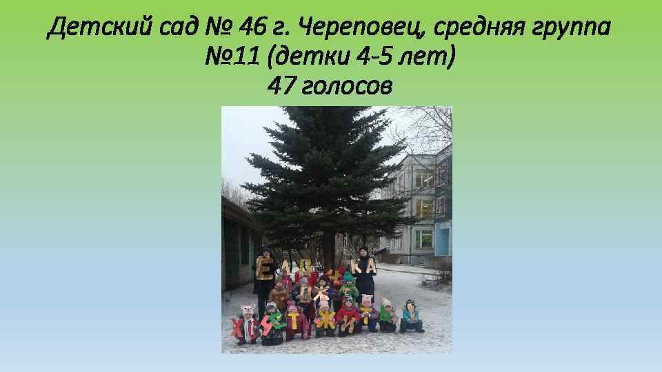 Детский сад № 46 г. Череповец, средняя группа   № 11 (детки 4