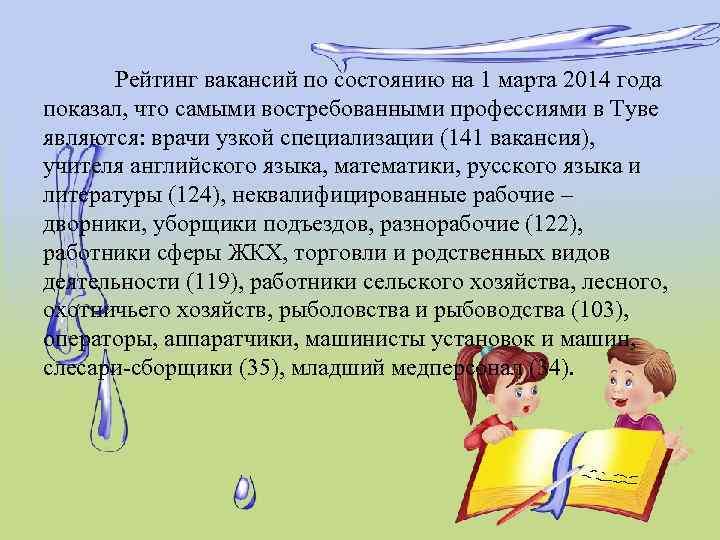 Рейтинг вакансий по состоянию на 1 марта 2014 года показал, что самыми востребованными профессиями