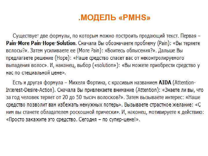 . МОДЕЛЬ «PMHS» 