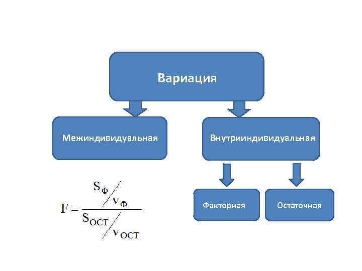 Вариация Межиндивидуальная Внутрииндивидуальная Факторная Остаточная 