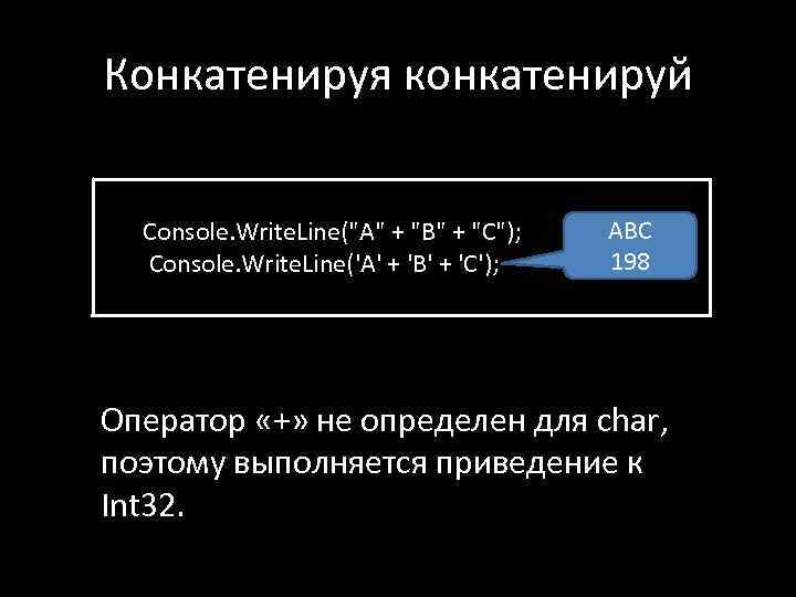 Конкатенируя конкатенируй Console. Write. Line(