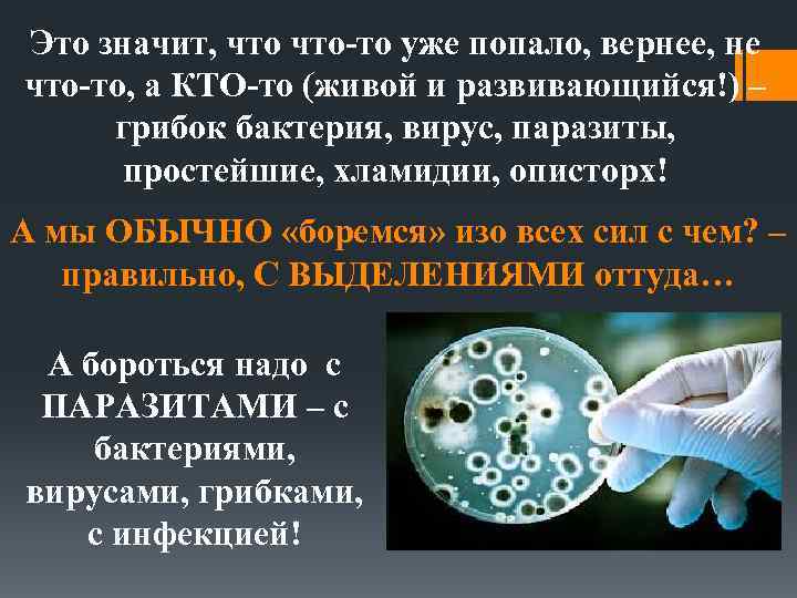 Это значит, что-то уже попало, вернее, не что-то, а КТО-то (живой и развивающийся!) –
