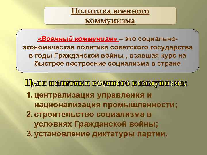 Суть политики военного коммунизма