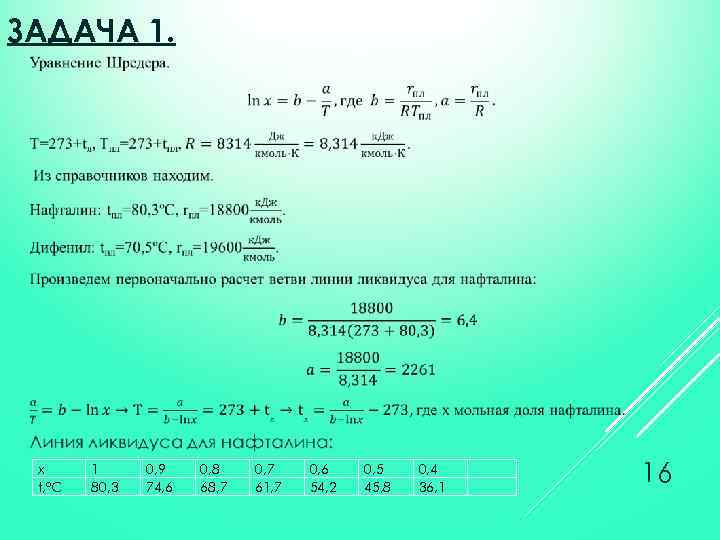 ЗАДАЧА 1. x t, ºC 1 80, 3 0, 9 74, 6 0, 8