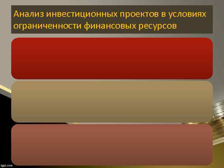 Анализ инвестиционных проектов в условиях ограниченности финансовых ресурсов 