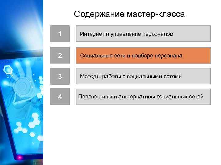 Содержание мастер-класса 1 Интернет и управление персоналом 2 Социальные сети в подборе персонала 3