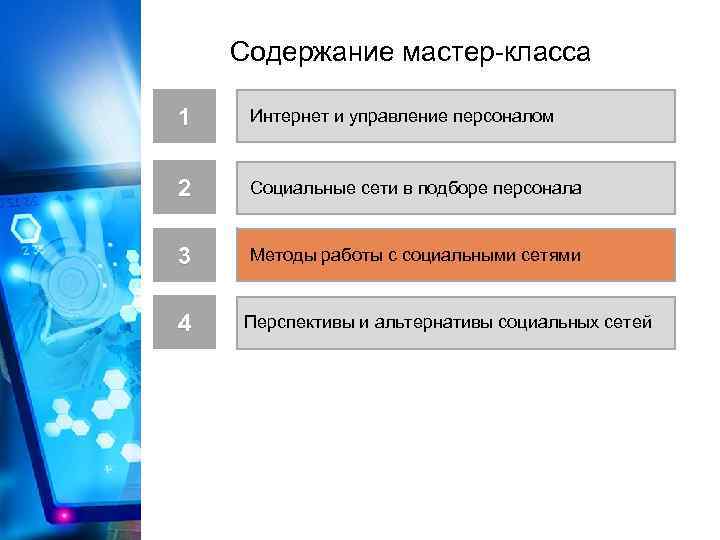 Содержание мастер-класса 1 Интернет и управление персоналом 2 Социальные сети в подборе персонала 3