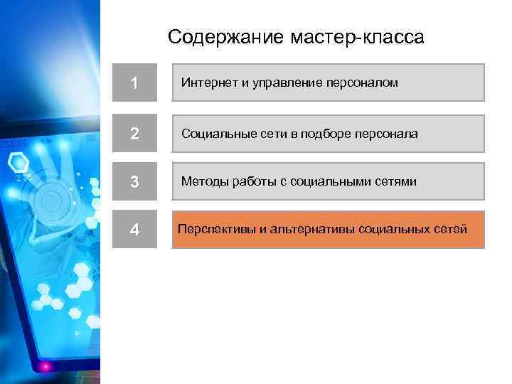 Содержание мастер-класса 1 Интернет и управление персоналом 2 Социальные сети в подборе персонала 3