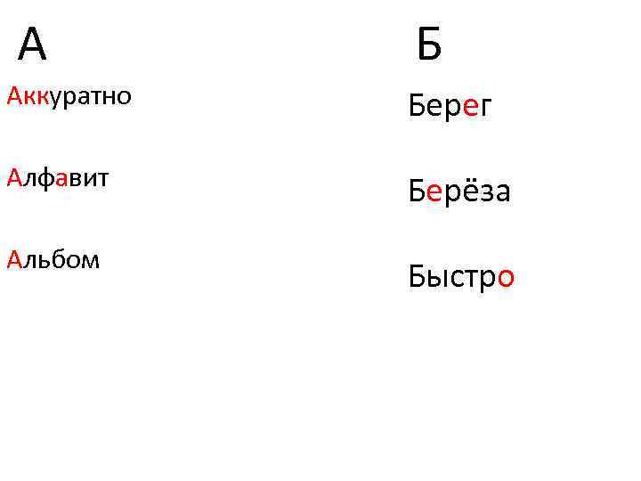 А Б Аккуратно Берег Алфавит Берёза Альбом Быстро 