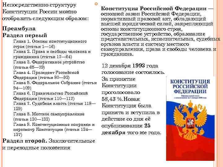 Непосредственно структура. 1 Глава Конституции РФ. 1 Раздел Конституции РФ. Особенности структуры Конституции РФ. Характерная структуры Конституции РФ.