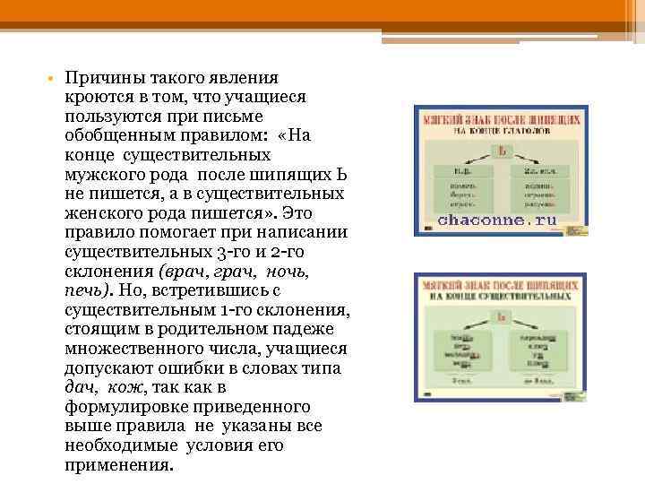  • Причины такого явления кроются в том, что учащиеся пользуются при письме обобщенным