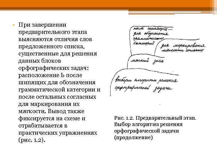  • При завершении предварительного этапа выясняются отличия слов предложенного списка, существенные для решения