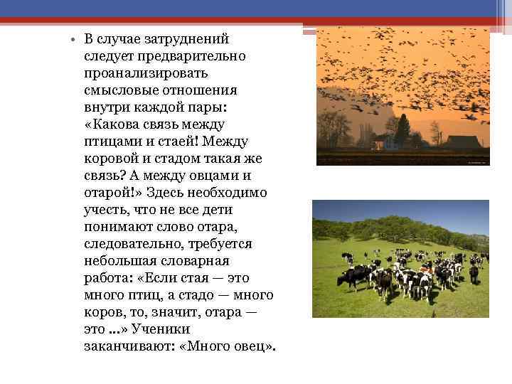  • В случае затруднений следует предварительно проанализировать смысловые отношения внутри каждой пары: «Какова