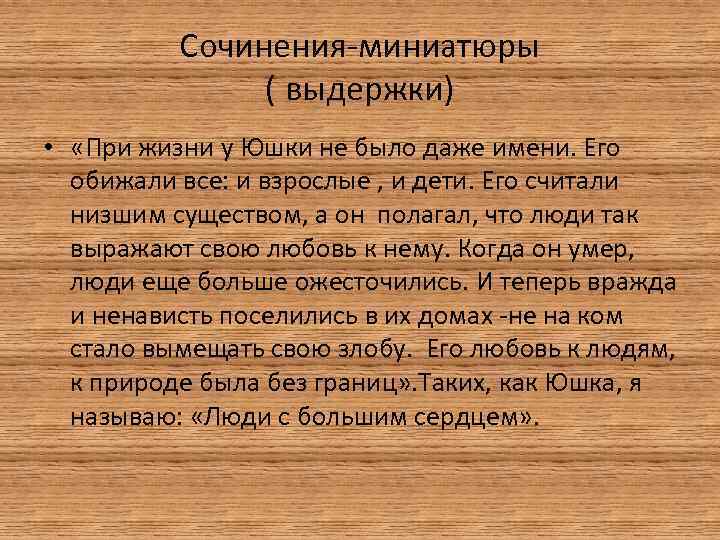 Юшка аргументы к сочинению