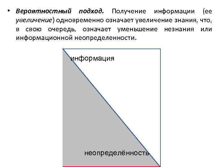 Вероятностный подход. Вероятностный подход к понятию информации. Традиционный и вероятностный подход. Принцип вероятностного подхода.