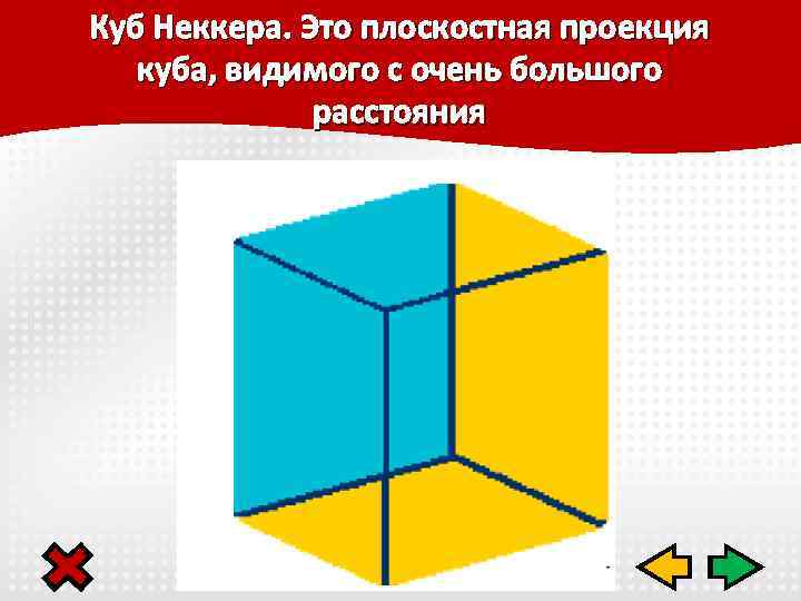 Куб Неккера. Это плоскостная проекция куба, видимого с очень большого расстояния 