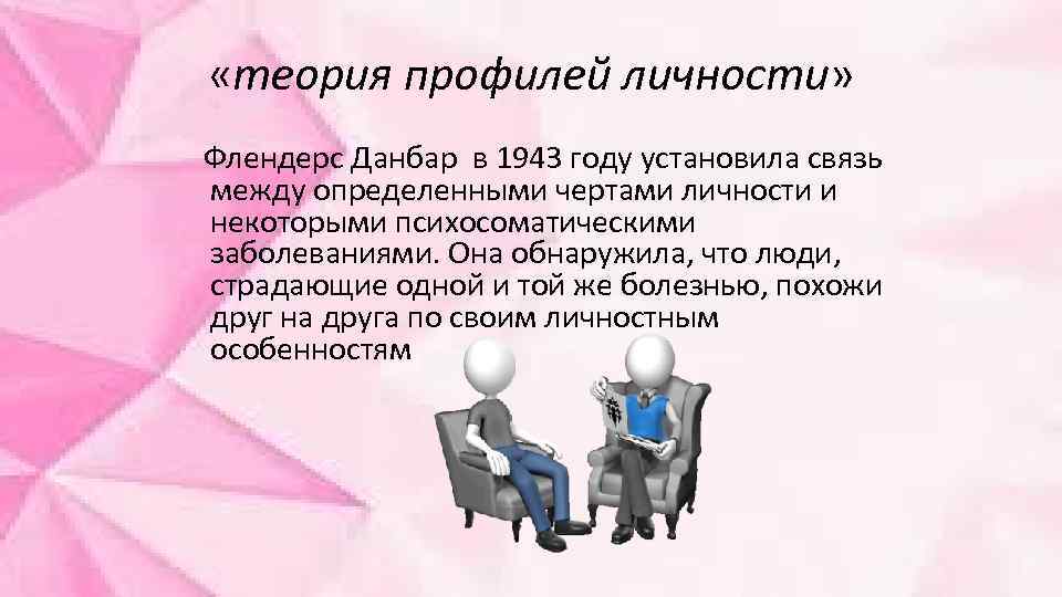  «теория профилей личности» Флендерс Данбар в 1943 году установила связь между определенными чертами