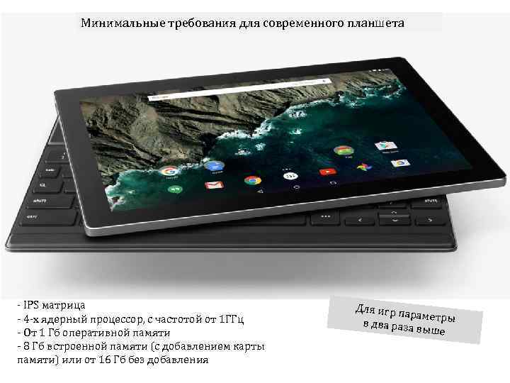 Минимальные требования для современного планшета - IPS матрица - 4 -х ядерный процессор, с