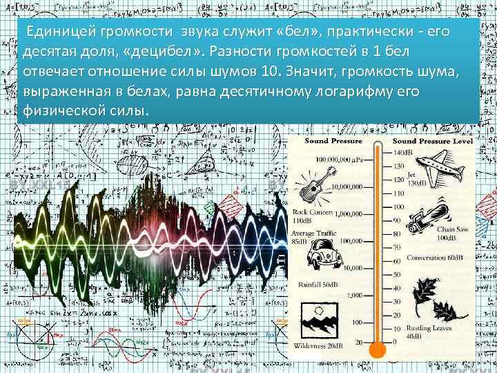  Единицей громкости звука служит «бел» , практически - его десятая доля, «децибел» .