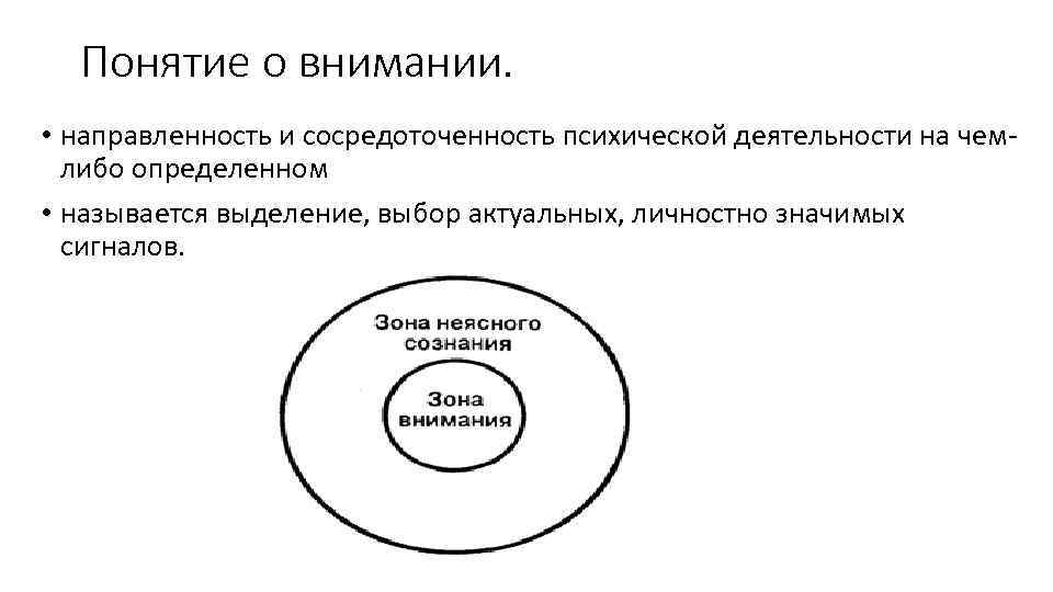 Понятие о внимании. • направленность и сосредоточенность психической деятельности на чем либо определенном •