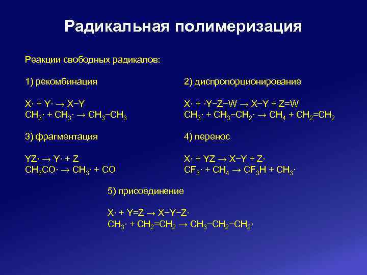 Свободные реакции