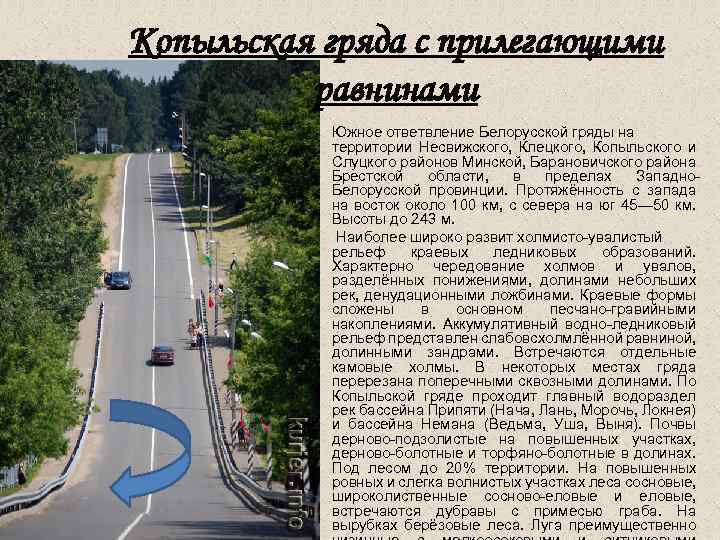 Копыльская гряда с прилегающими равнинами Южное ответвление Белорусской гряды на территории Несвижского, Клецкого, Копыльского