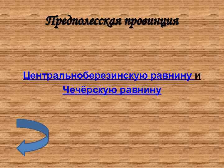Предполесская провинция Центральноберезинскую равнину и Чечёрскую равнину 
