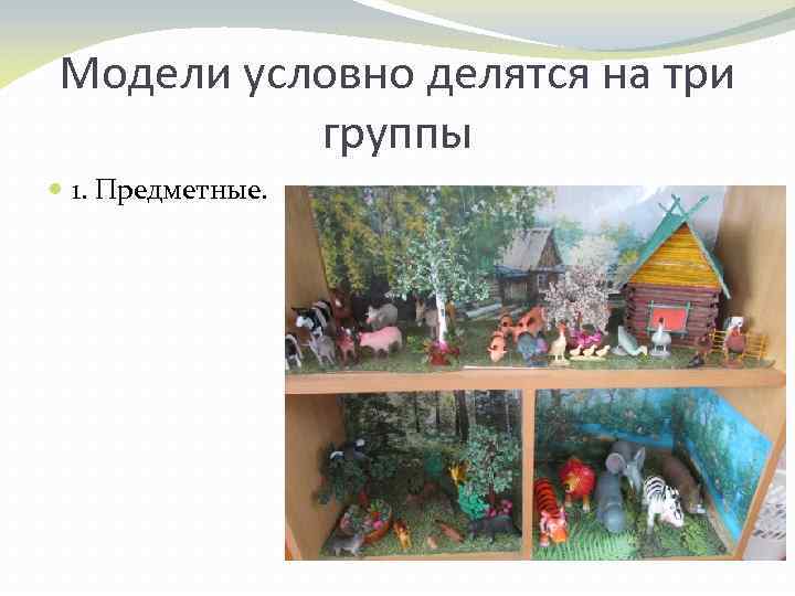 Модели условно делятся на три группы 1. Предметные. 