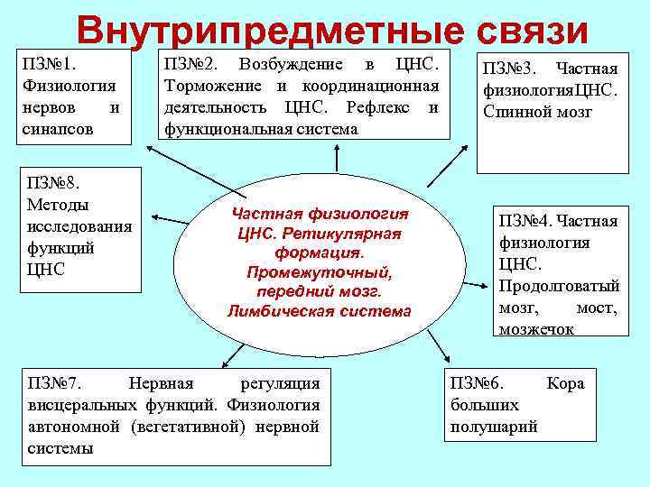 Внутрипредметные связи ПЗ№ 1. Физиология нервов и синапсов ПЗ№ 8. Методы исследования функций ЦНС