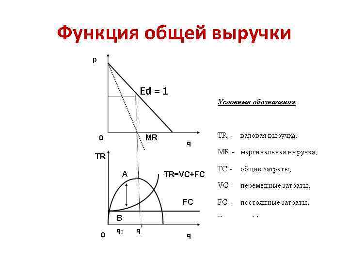 Функция общей выручки Ed = 1 