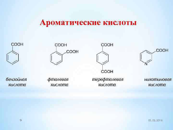 Ароматические кислоты и их соли презентация