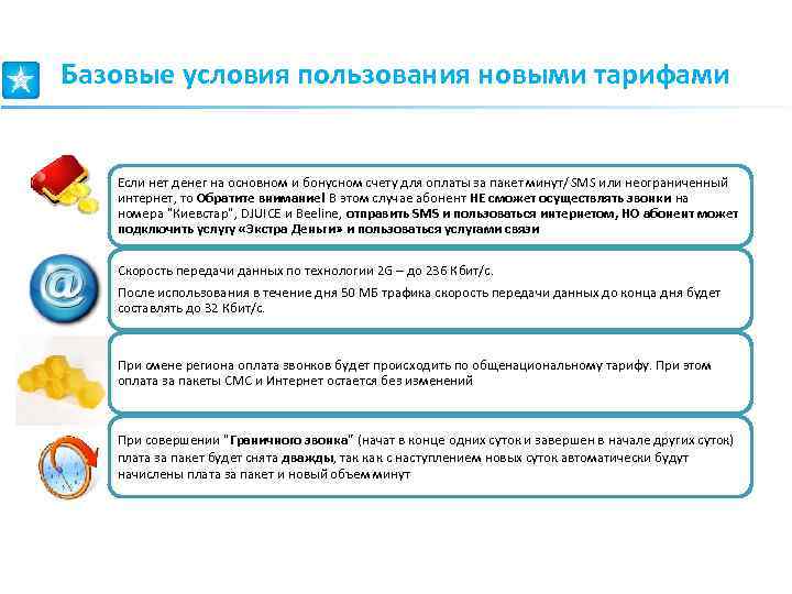 Базовые условия пользования новыми тарифами Если нет денег на основном и бонусном счету для
