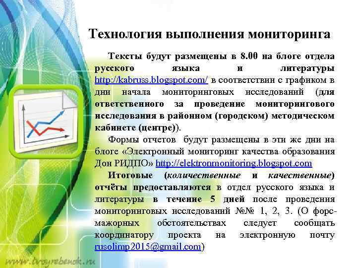 Технология выполнения мониторинга Тексты будут размещены в 8. 00 на блоге отдела русского языка
