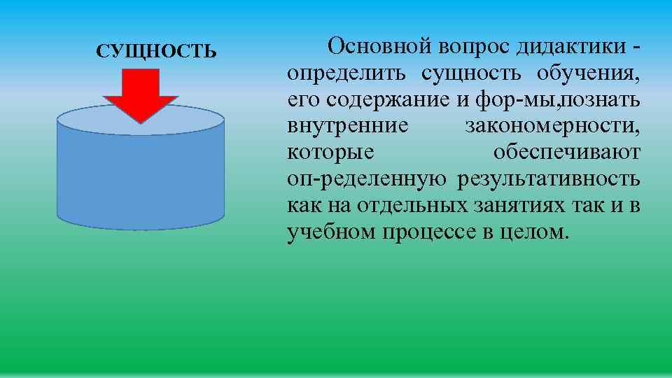 Бывший основным. Дидактика. Главный вопрос дидактики.