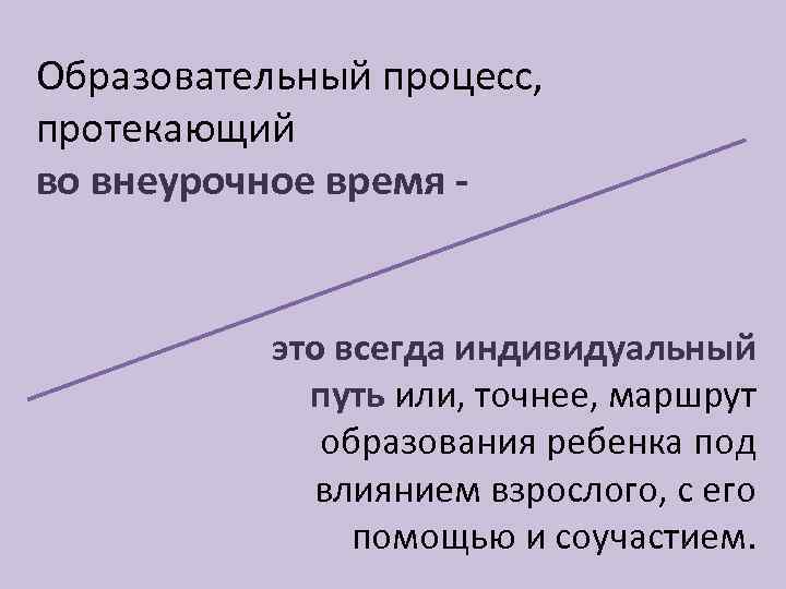 Образовательный процесс, протекающий во внеурочное время - это всегда индивидуальный путь или, точнее, маршрут