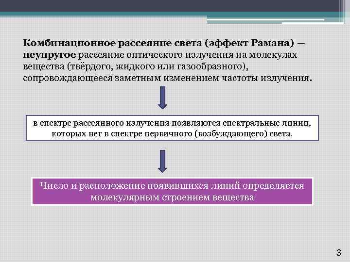 Комбинационное рассеяние света (эффект Рамана) — неупругое рассеяние оптического излучения на молекулах вещества (твёрдого,