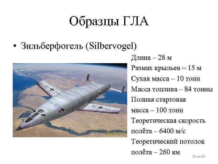 Образцы ГЛА • Зильберфогель (Silbervogel) Длина – 28 м Размах крыльев ~ 15 м