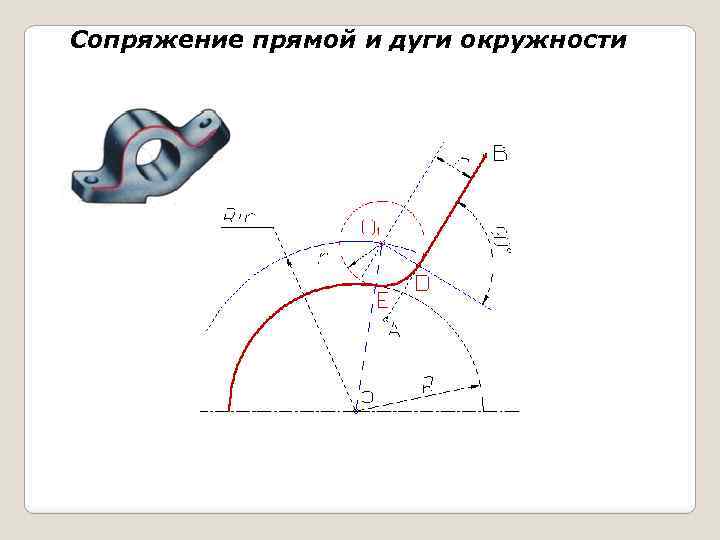 Сопряжение прямой и дуги окружности 